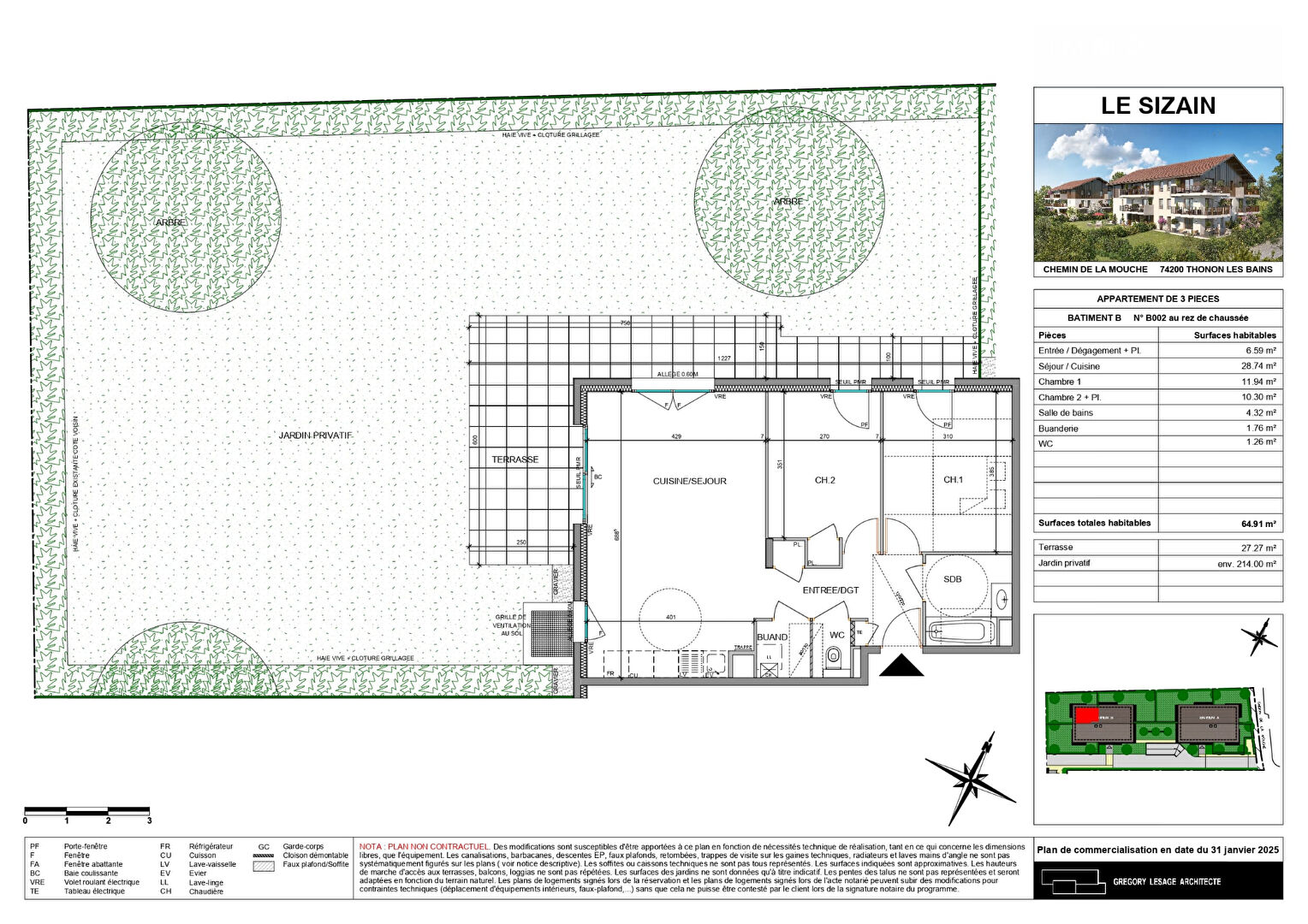 Photo Nouveauté - THONON LES BAINS - Appartement T3 RDJ image 3/5