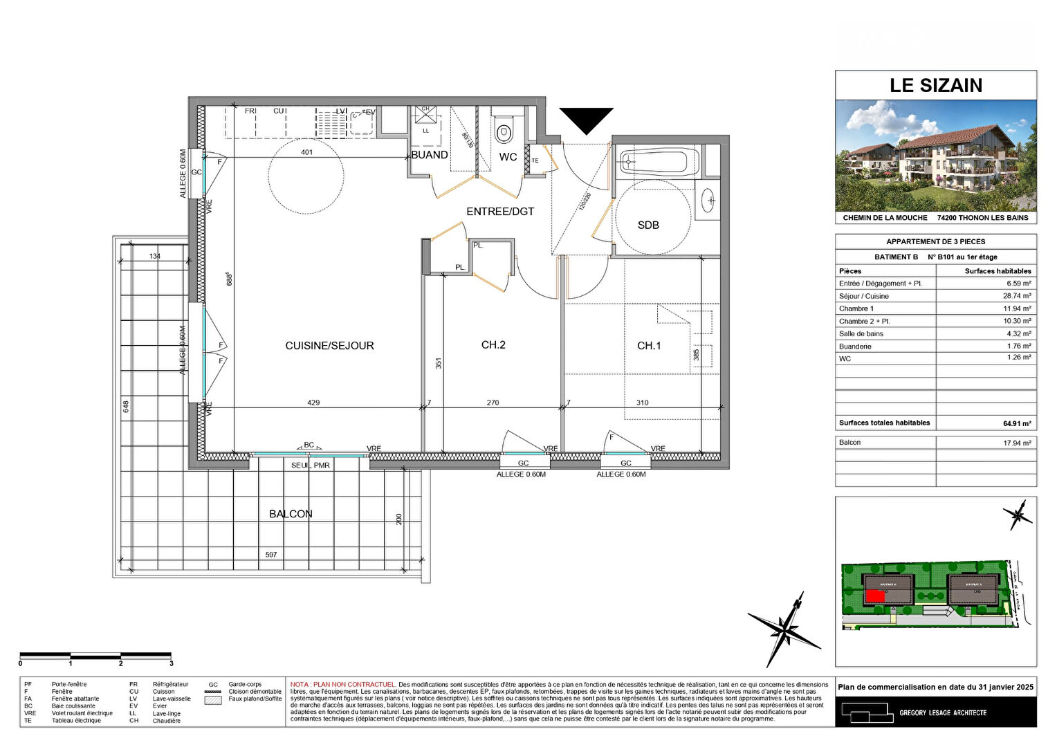 Photo Nouveauté - THONON LES BAINS - Appartement T3 image 2/4