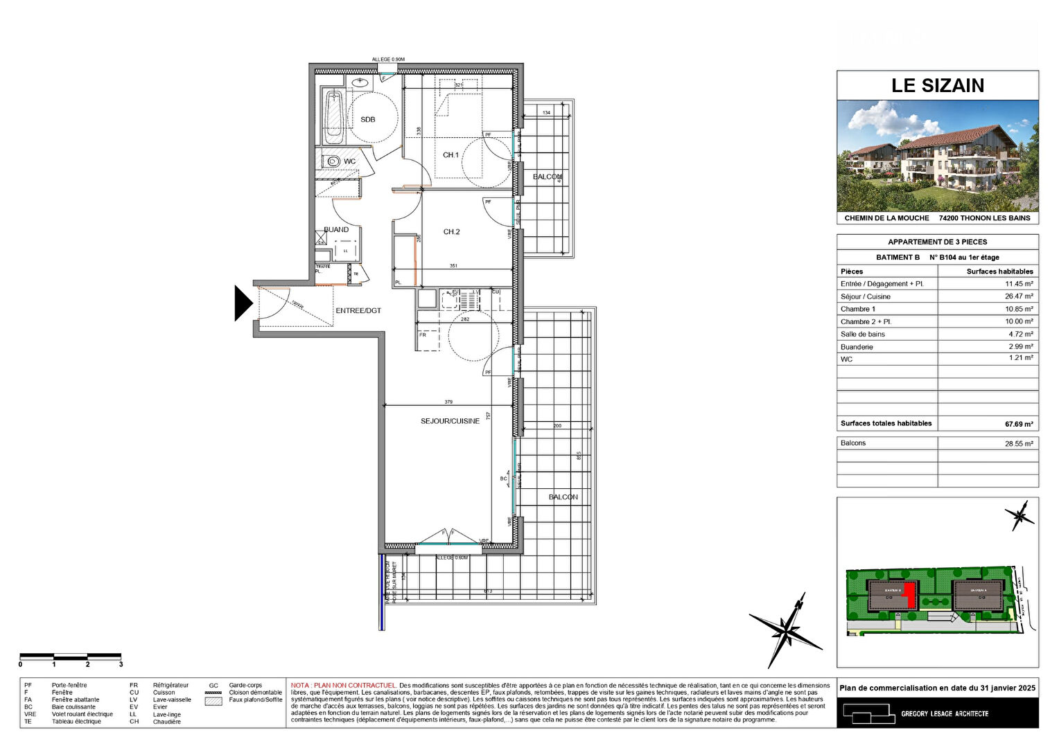 Photo Nouveauté - THONON LES BAINS - Appartement T3 image 2/4