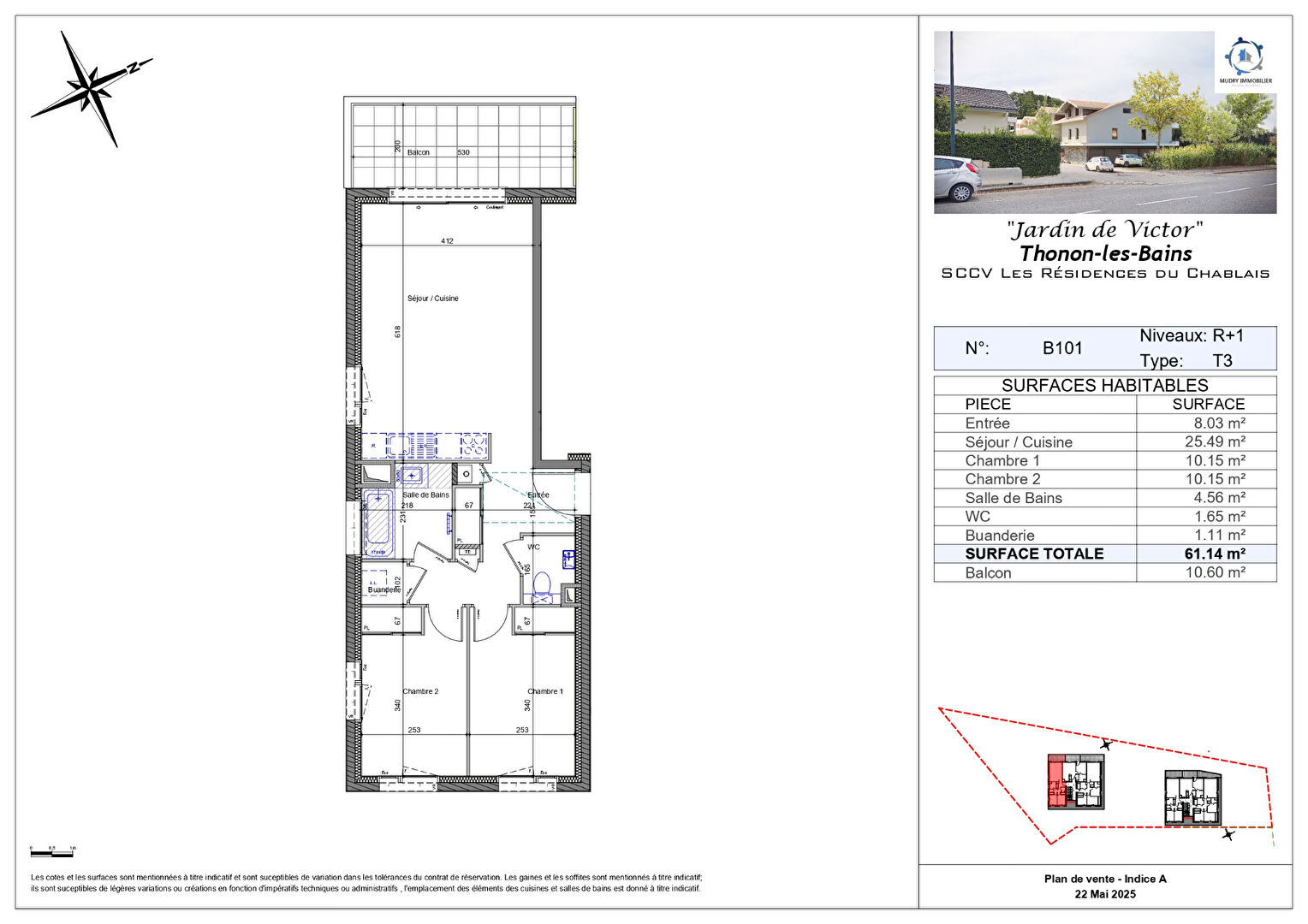 THONON quartier Ripaille / Concise - T3 avec balcon, garage et cave