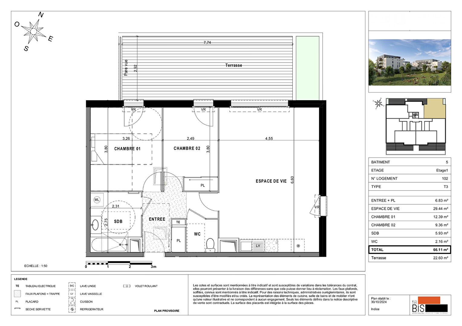 SCIEZ - Appartement T3 - 66.11m²