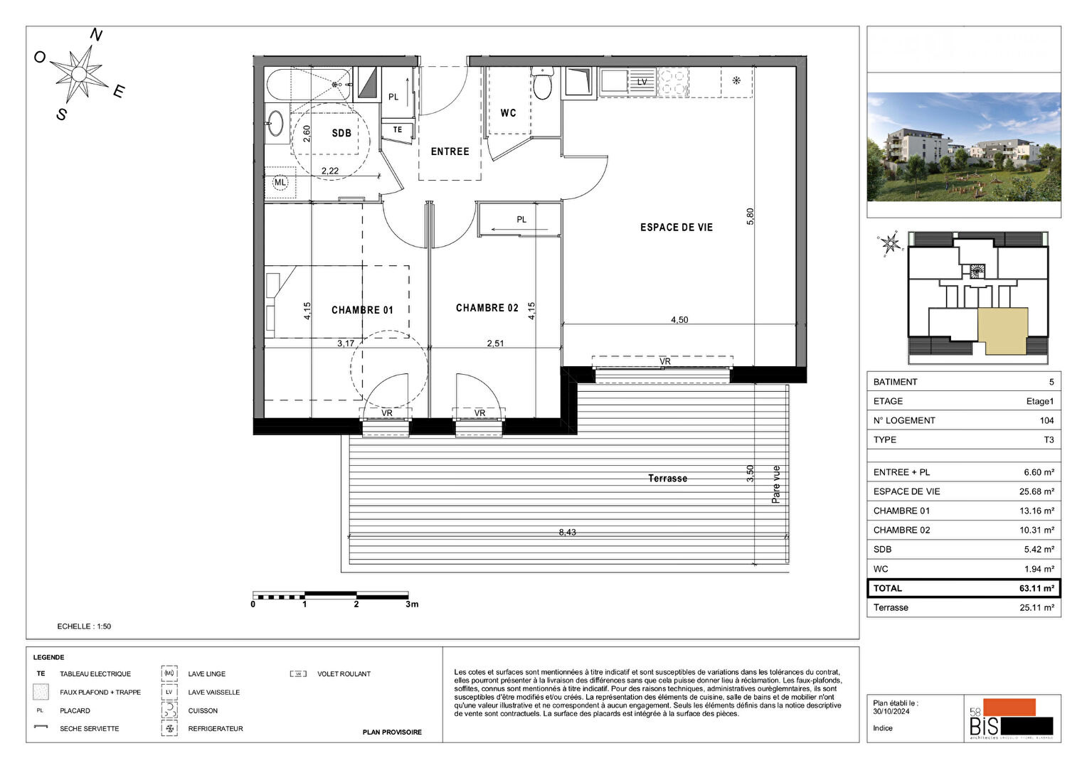 SCIEZ - Appartement T3 - 63.11m²