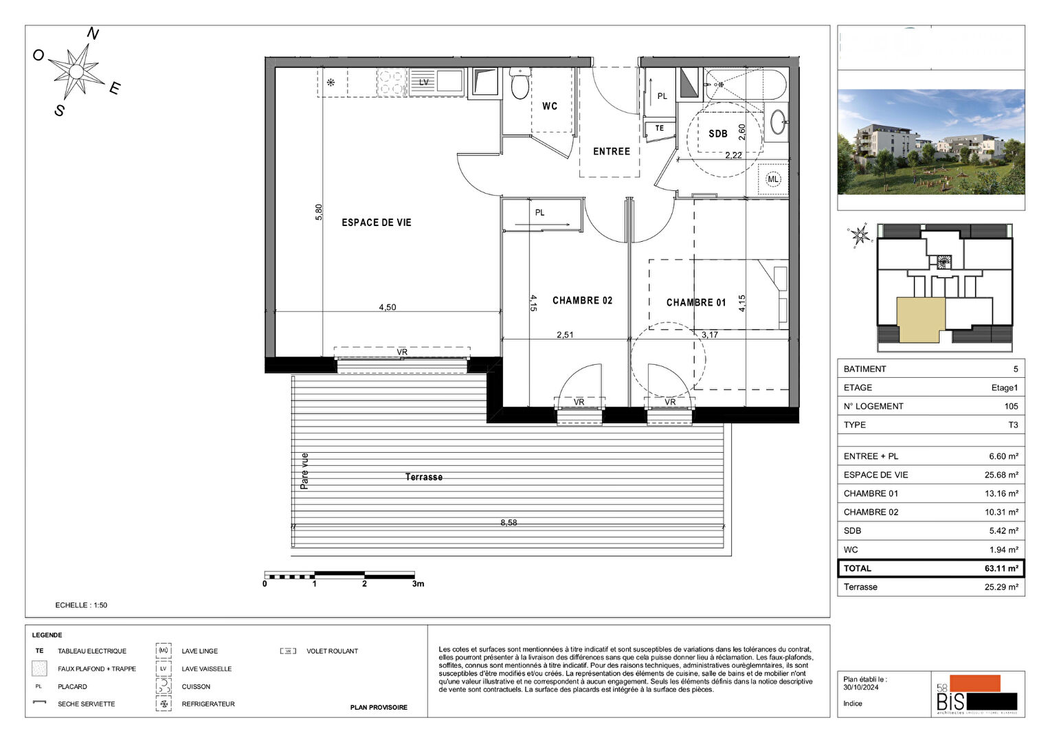 SCIEZ - Appartement T3 - 63.11m²