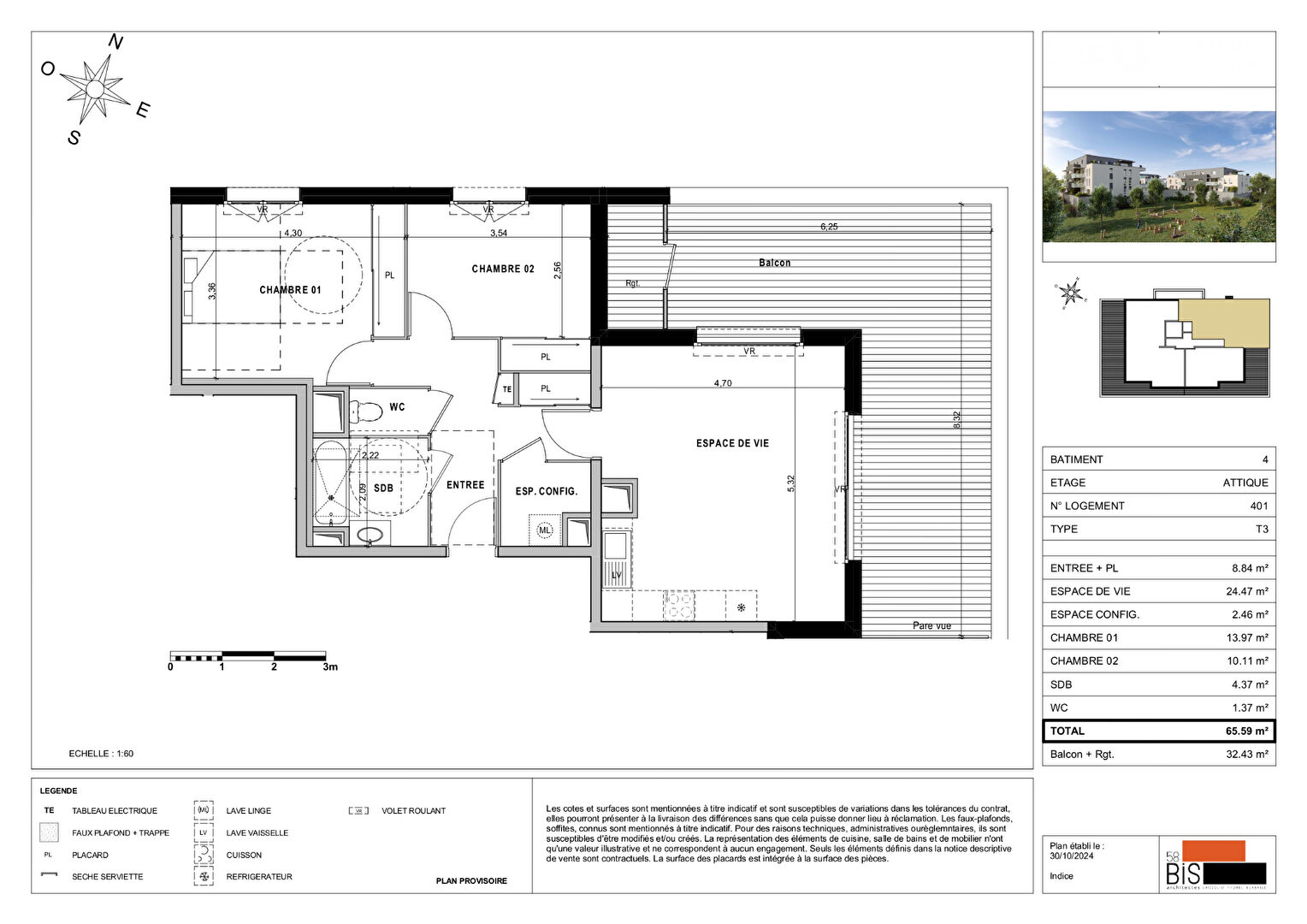 SCIEZ - Appartement T3 - 65.58m²