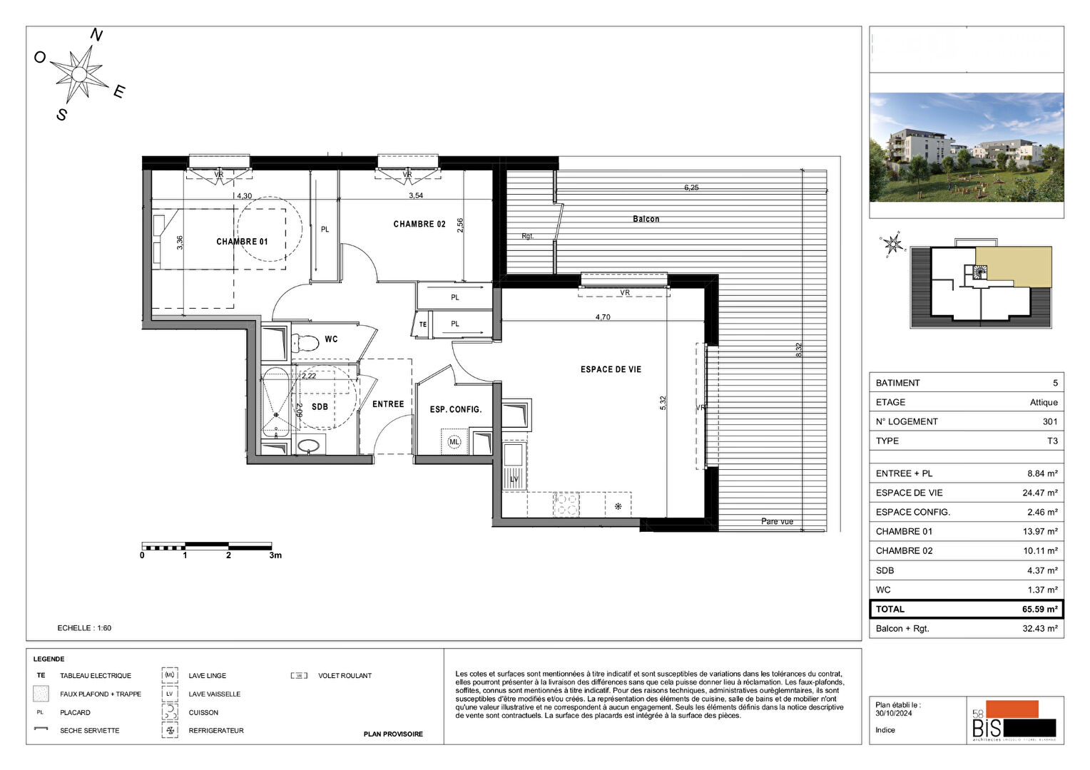 SCIEZ - Appartement T3 - 65.58m²