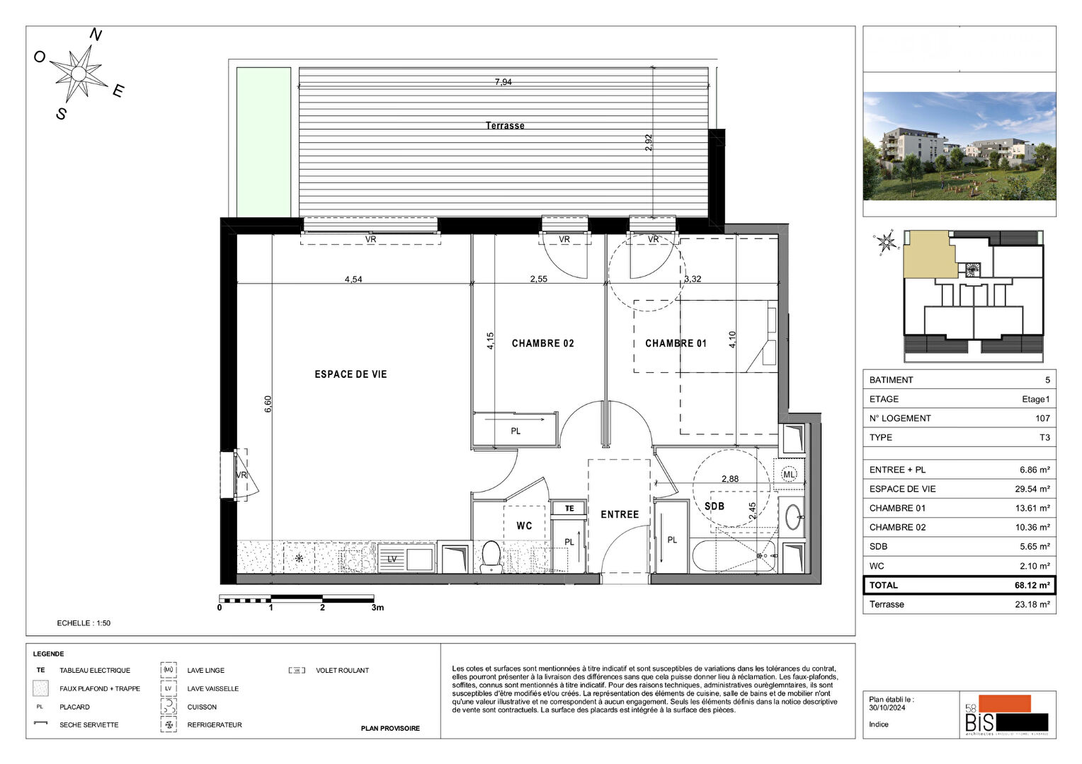 SCIEZ - Appartement T3 - 68.12m²
