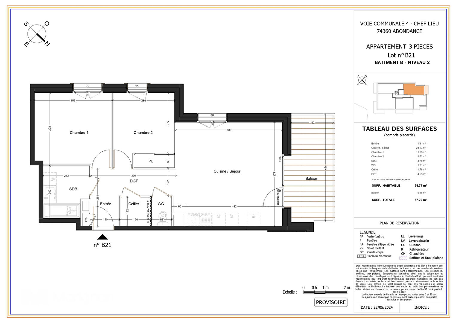 LES CHALETS DES CIMES - Appartement T3 - 58.77m²