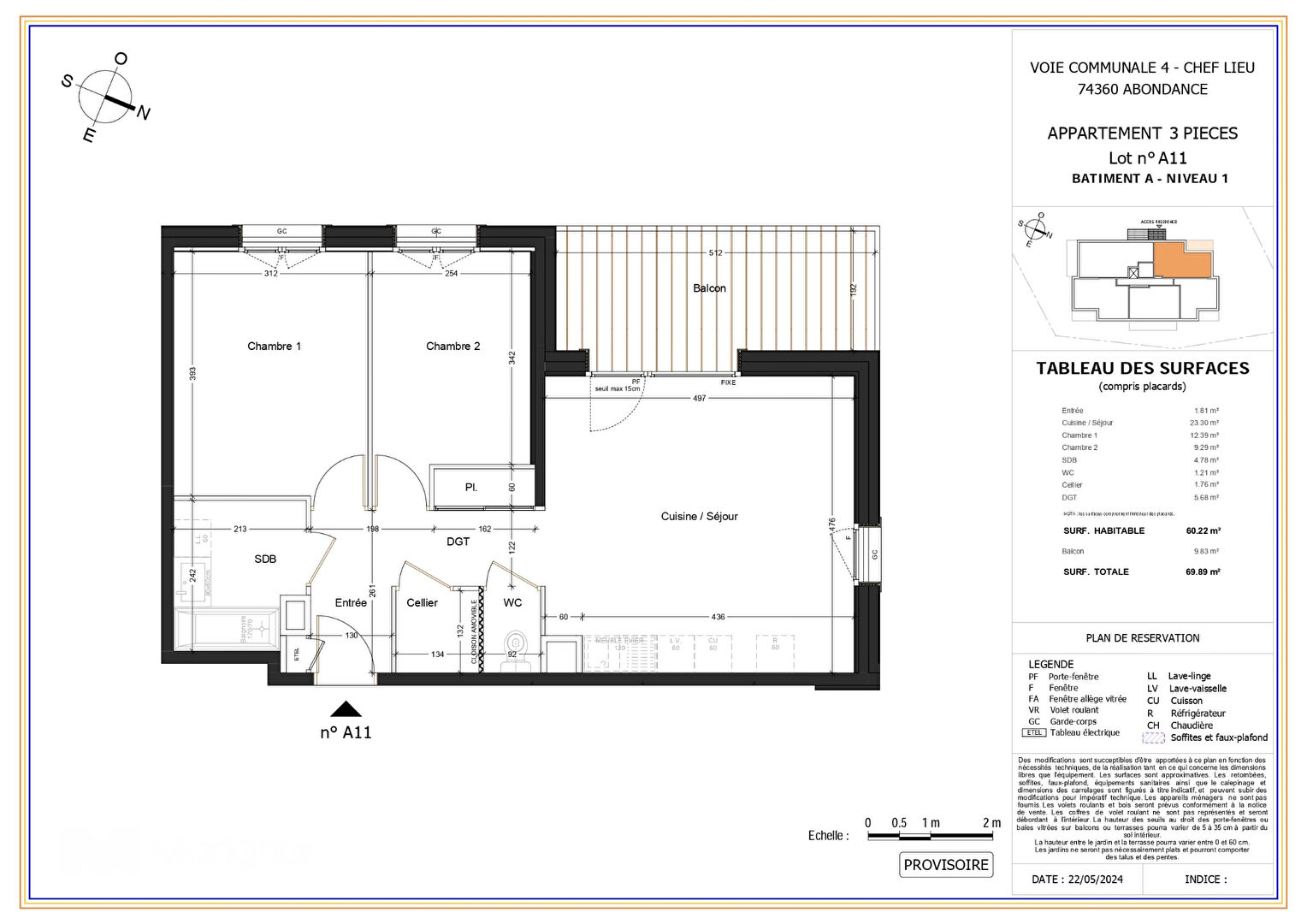 LES CHALETS DES CIMES - Appartement T3 - 60.22m²