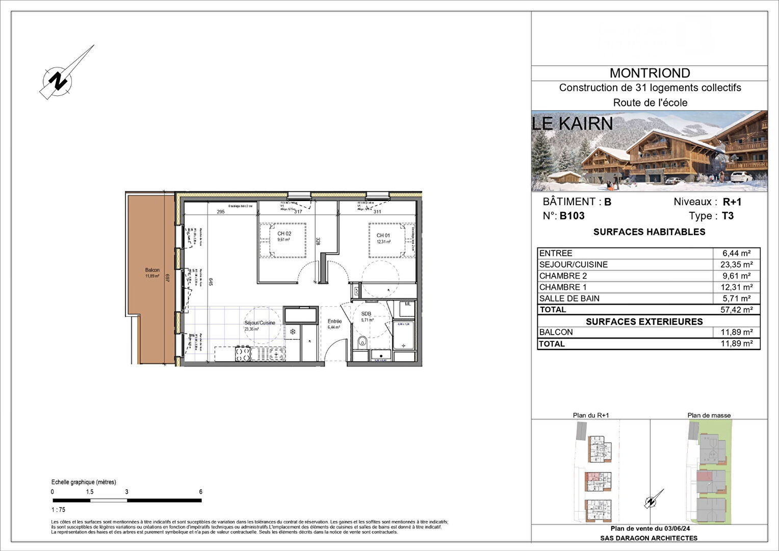 Photo LE KAIRN - MONTRIOND - Appartement T3 - 57.42m²m² image 2/4