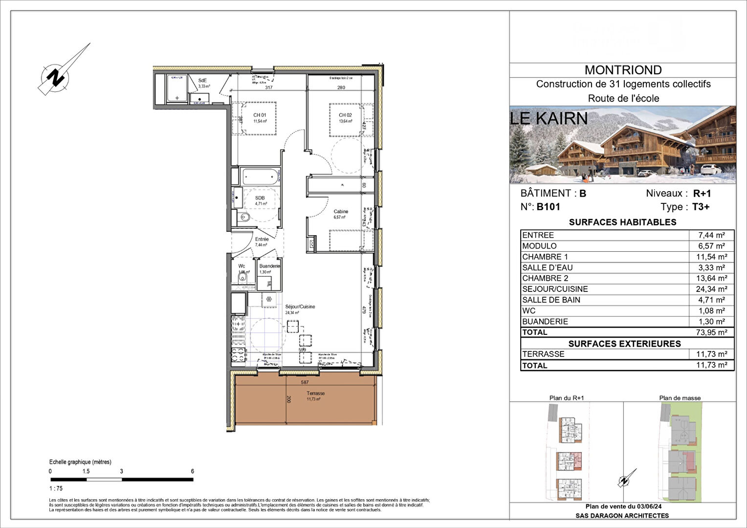 Photo LE KAIRN - MONTRIOND - Appartement T3 + cabine - 73.95m² image 2/4