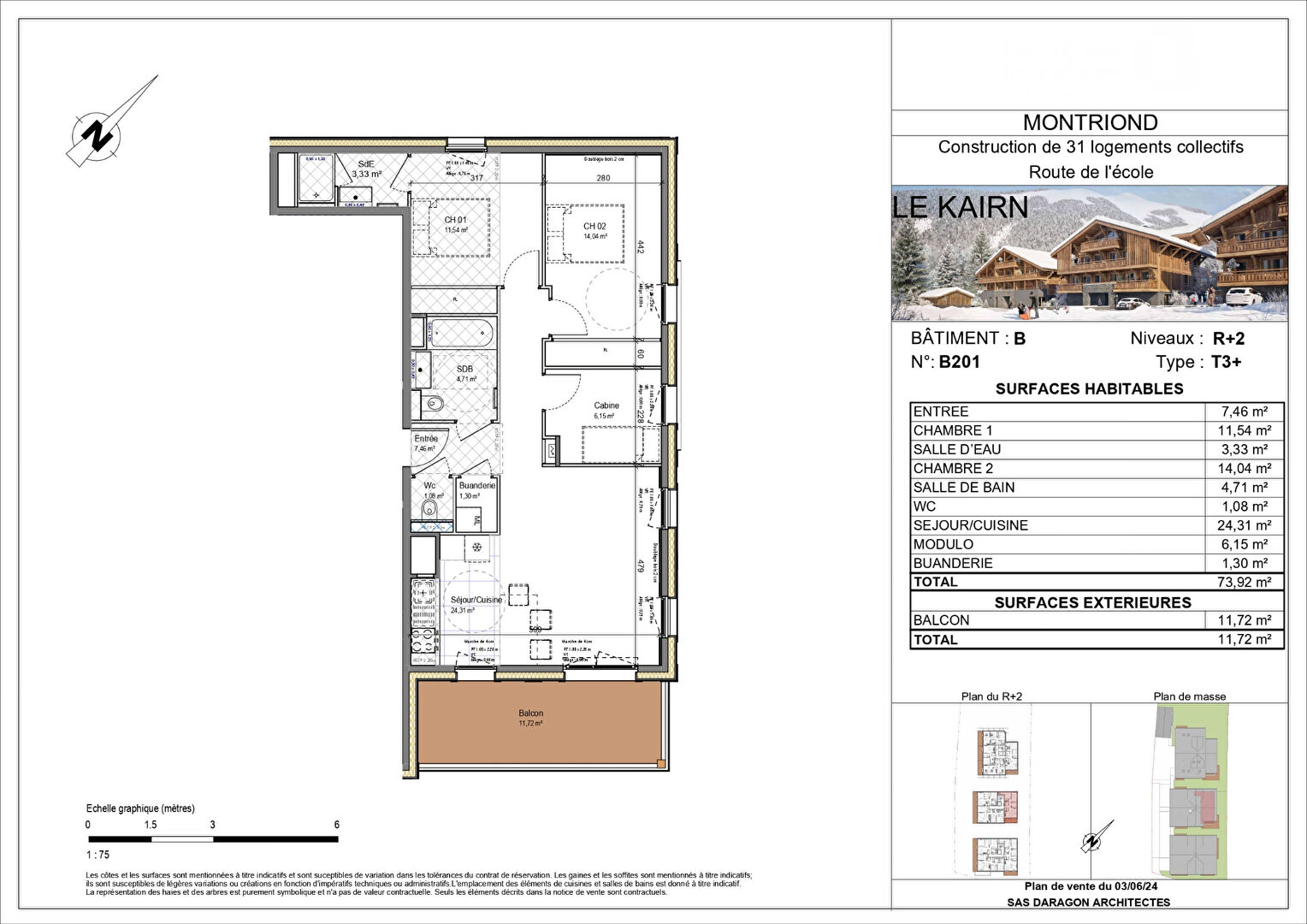 Photo LE KAIRN - MONTRIOND - Appartement T3 + cabine - 73.92m² image 2/4