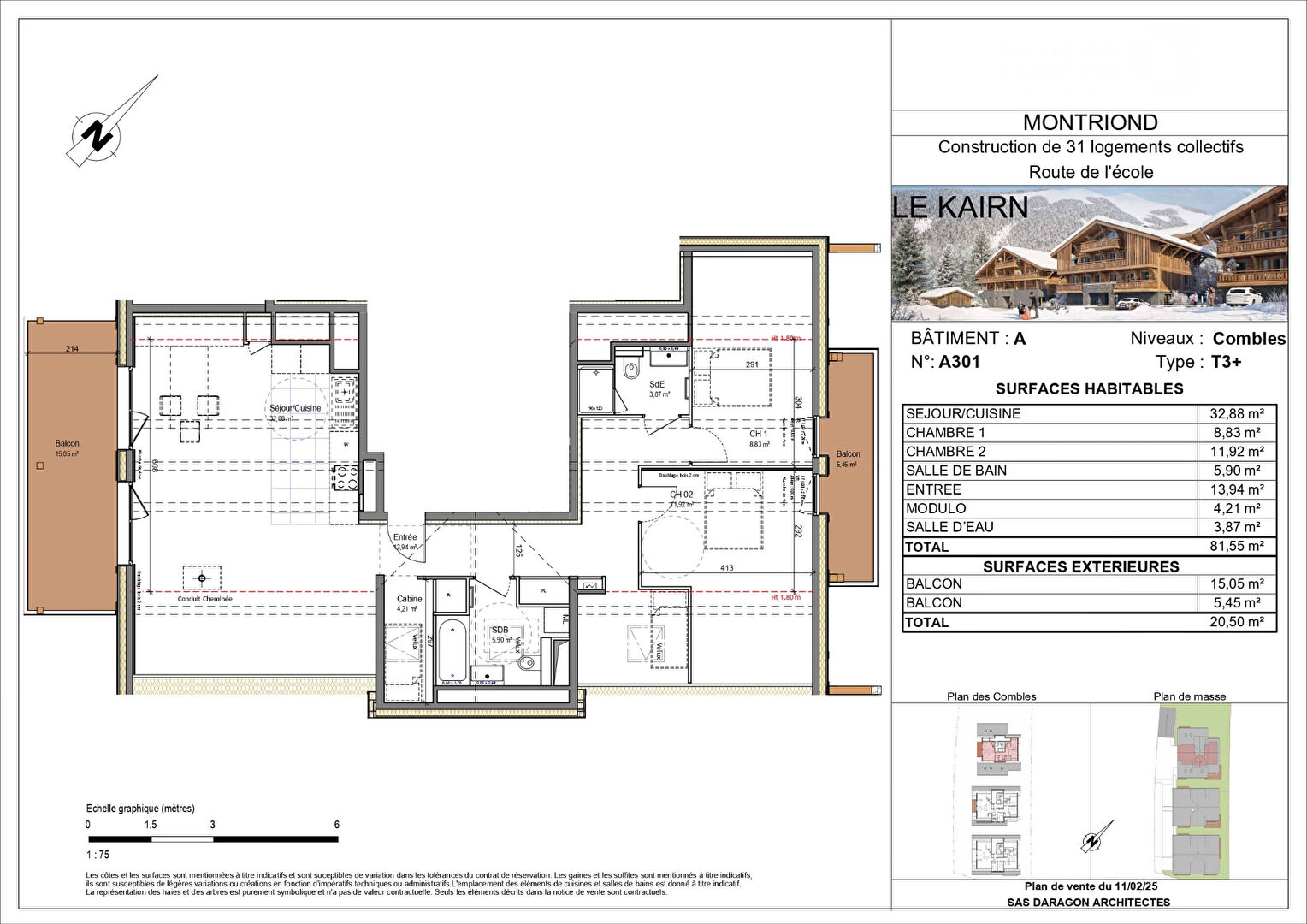 Photo LE KAIRN - MONTRIOND - Appartement T3 + cabine - 81.55m² image 2/4