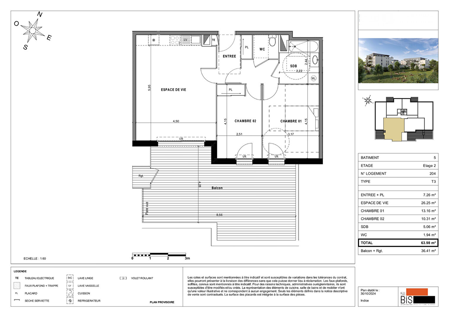 SCIEZ - Appartement T3 - 63.98m²
