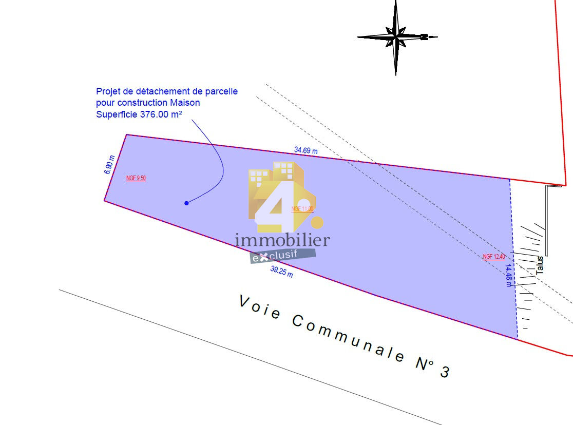 Photo Terrain Pontchateau 376 m2 - tout à l'égout image 3/3