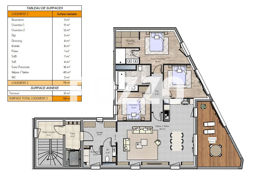 Photo A VENDRE- NEUF-VEFA- Appartement T5 112m² à GRANVILLE (50400). image 5/6
