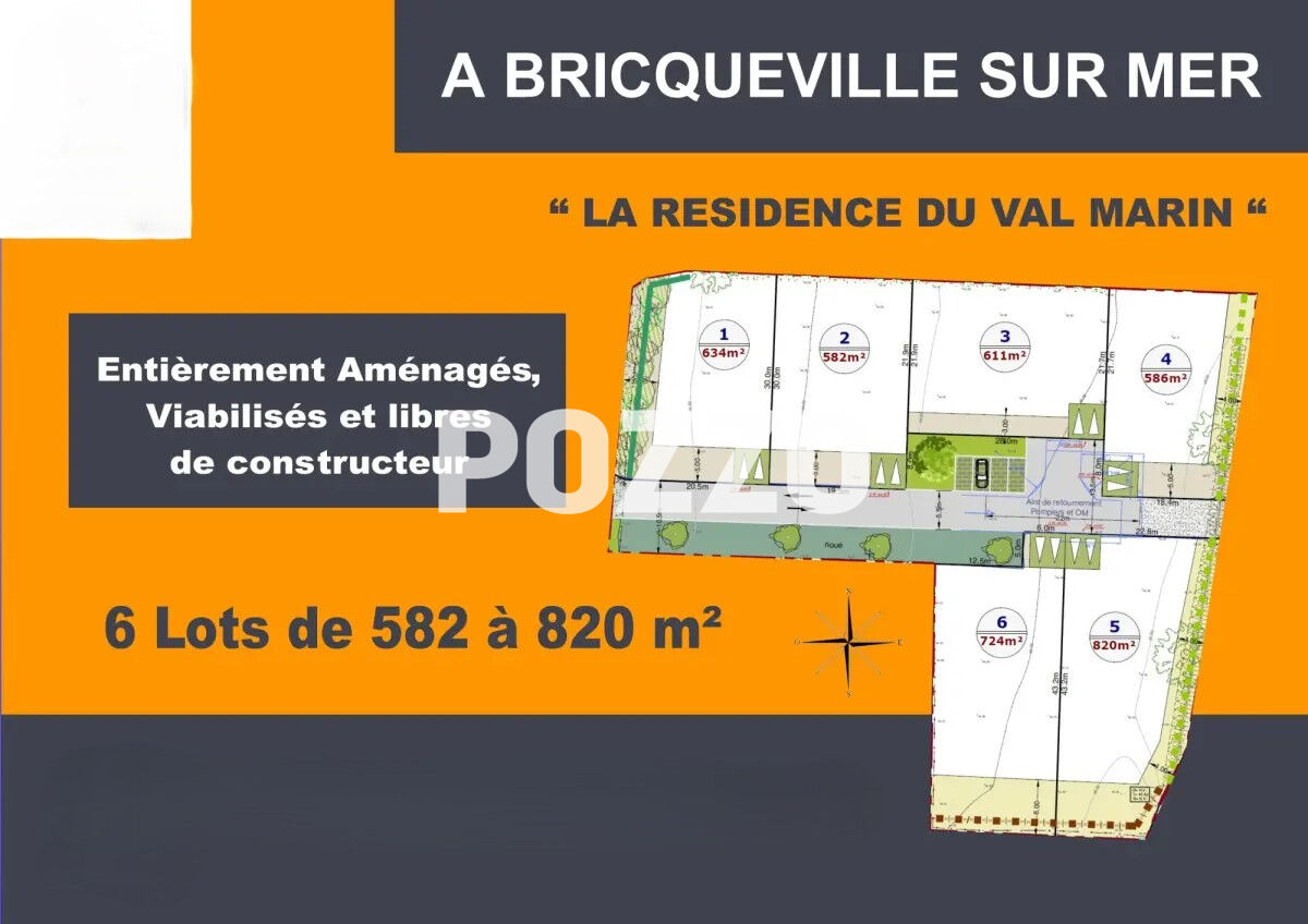 Terrain  à bâtir  de  586 m² à Bricqueville Sur Mer