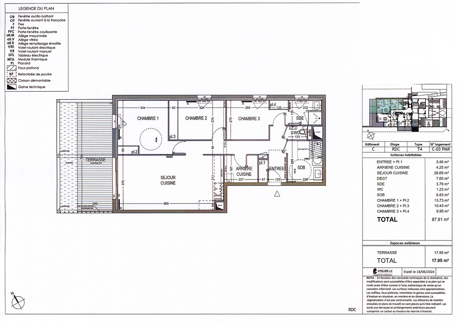 Photo En face du Canal et des Prairies St Martin à 10 mn de Rennes centre à vendre bel appartement T4 de 88 m2 avec une grande terrasse image 2/4