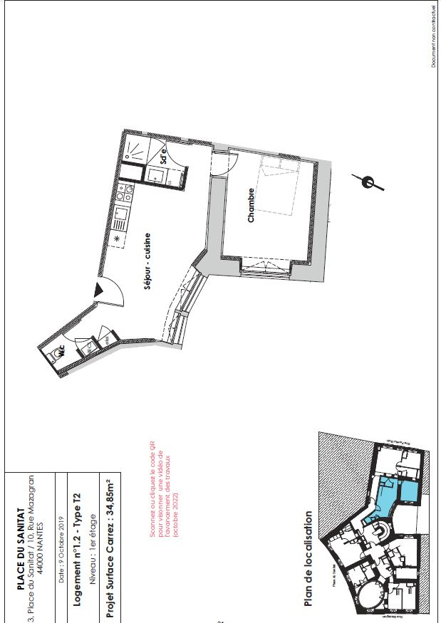 Appartement Nantes 3 pièce(s) 51.55 m2 BALCON DE 8.47M²