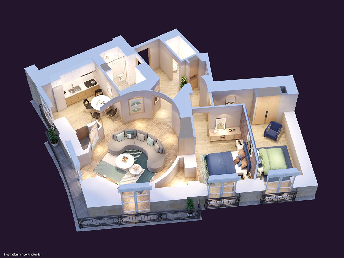 Photo Appartement Nantes 3 pièce(s) 51.55 m2 BALCON DE 8.47M² image 2/2