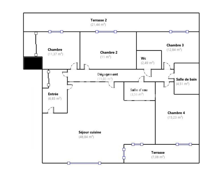 APPARTEMENT 5 PIECES EN DERNIER ETAGE AVEC TERRASSE, PARKINGS ET CAVE