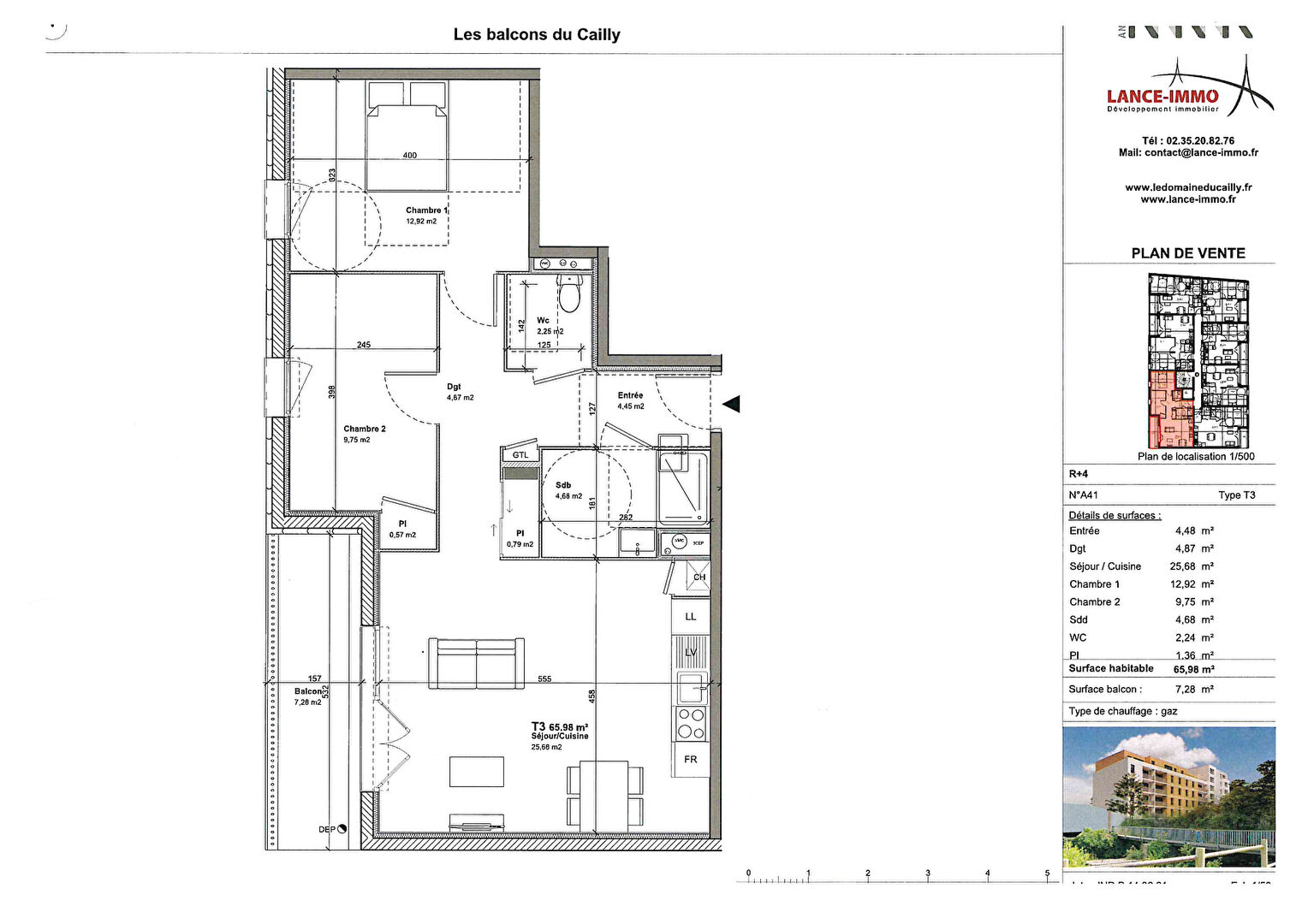 Appartement Maromme T3 neuf 66 m2 avec balcon