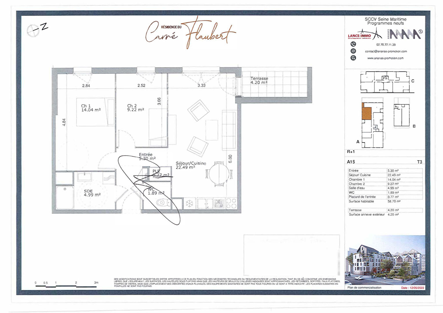 Appartement T3 neuf avec balcon sur Rouen