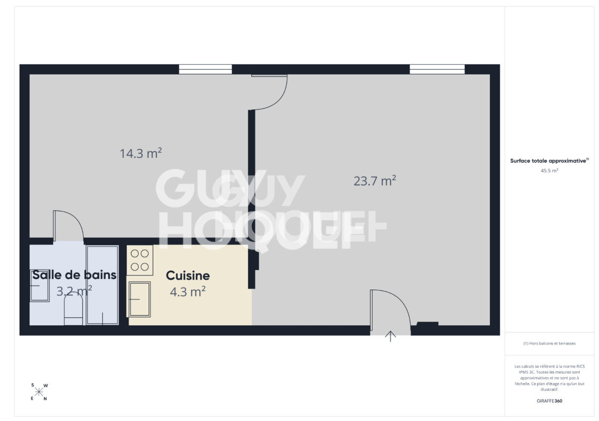 Appartement Rouen 2 pièce(s) 46m2
