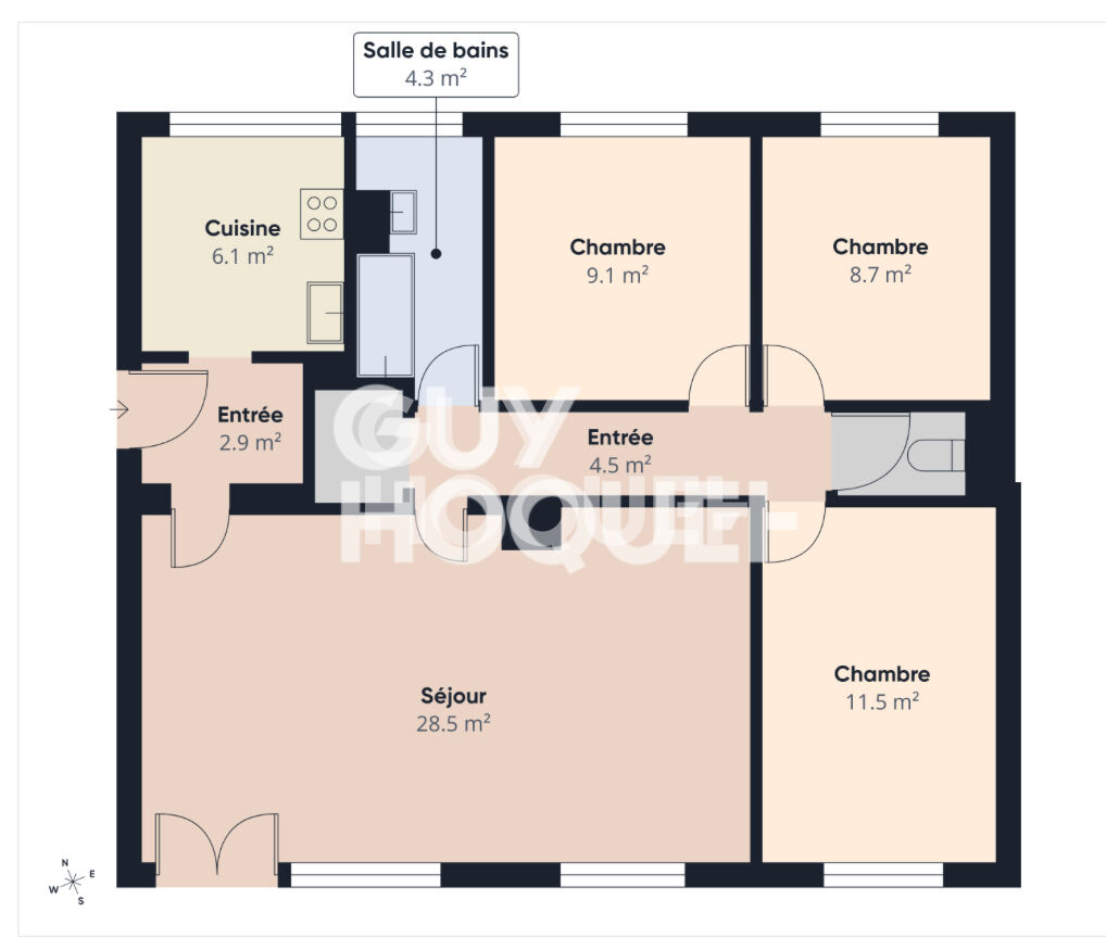 Appartement Le Grand Quevilly 4 pièces 80 m2