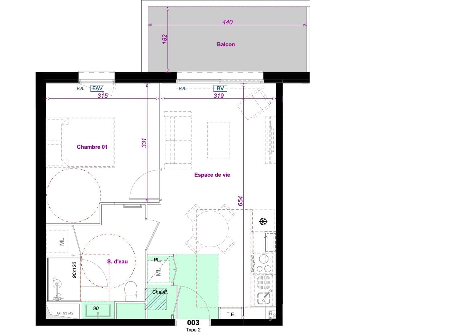 Emplacement idéal appartement de 40m2 en RDC