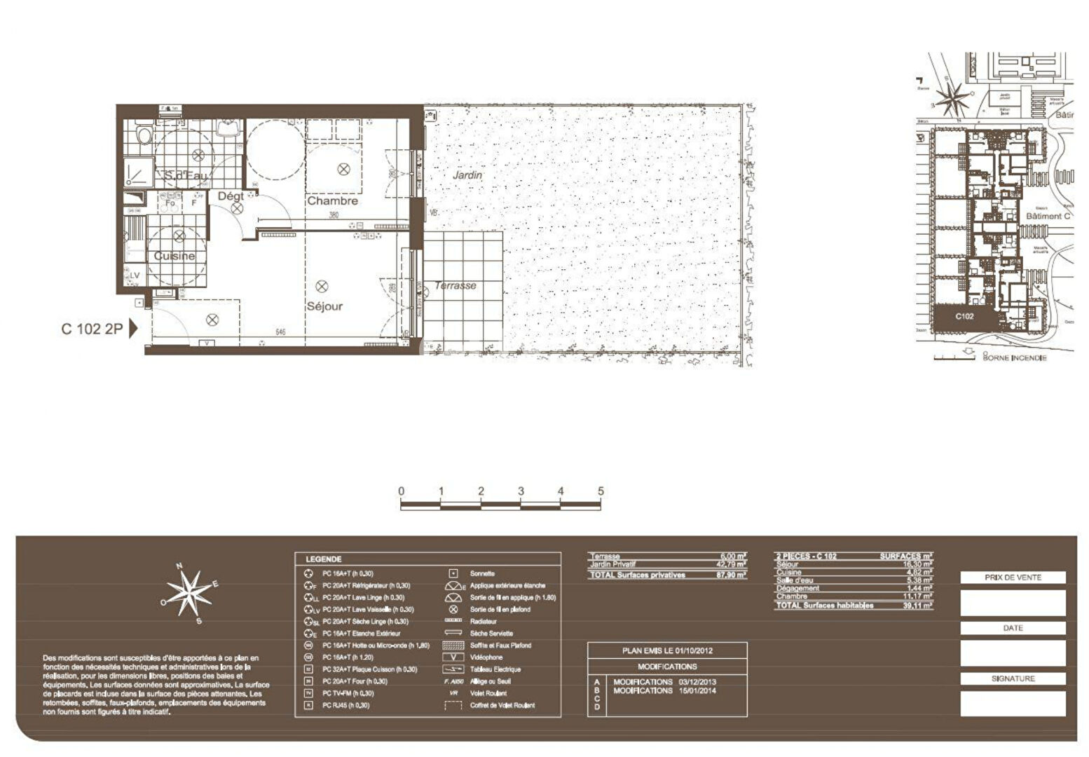 Appartement Lieusaint 2 pièce(s) 39.11 m2