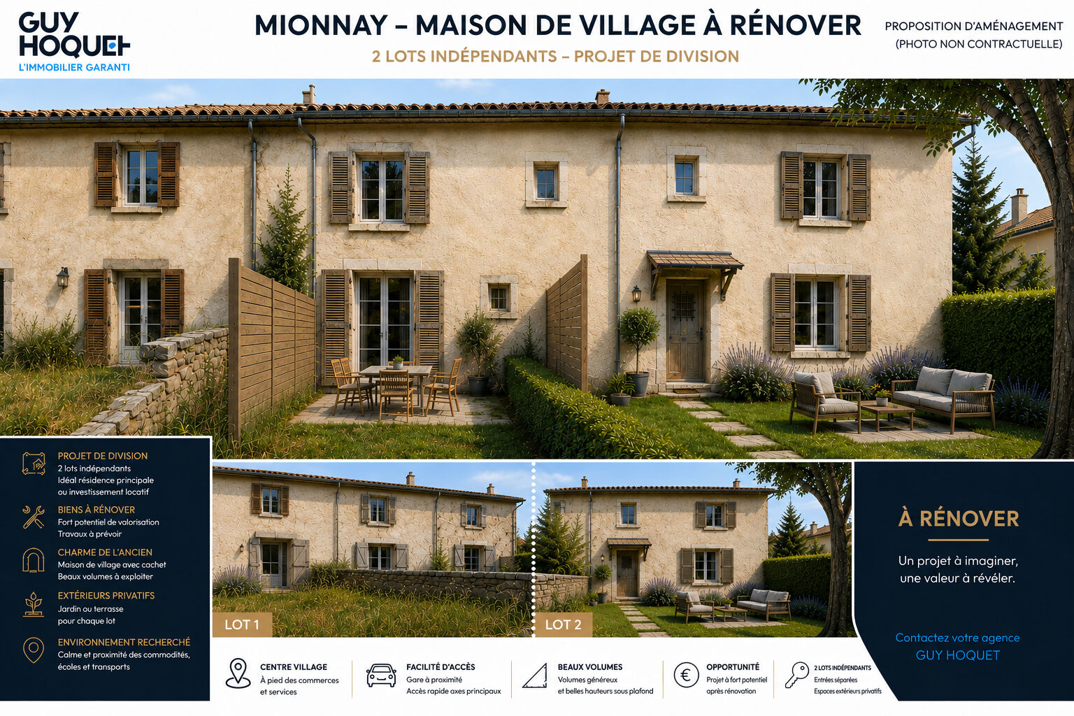 Maison de village type 4 avec jardin à Mionnay