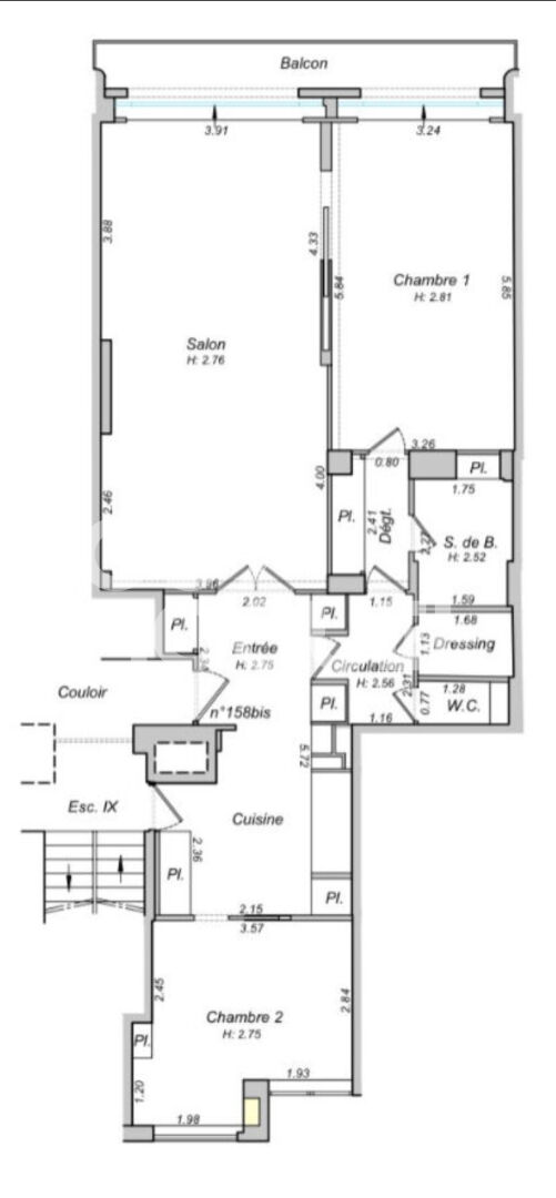 PARIS XVI, Jasmin, 2 chambre avec grand balcon 7ème étage