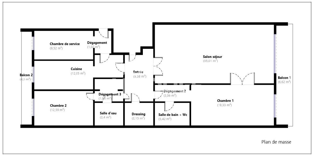 PARIS XVI, Jasmin, 2ch avec balcon 8ème étage