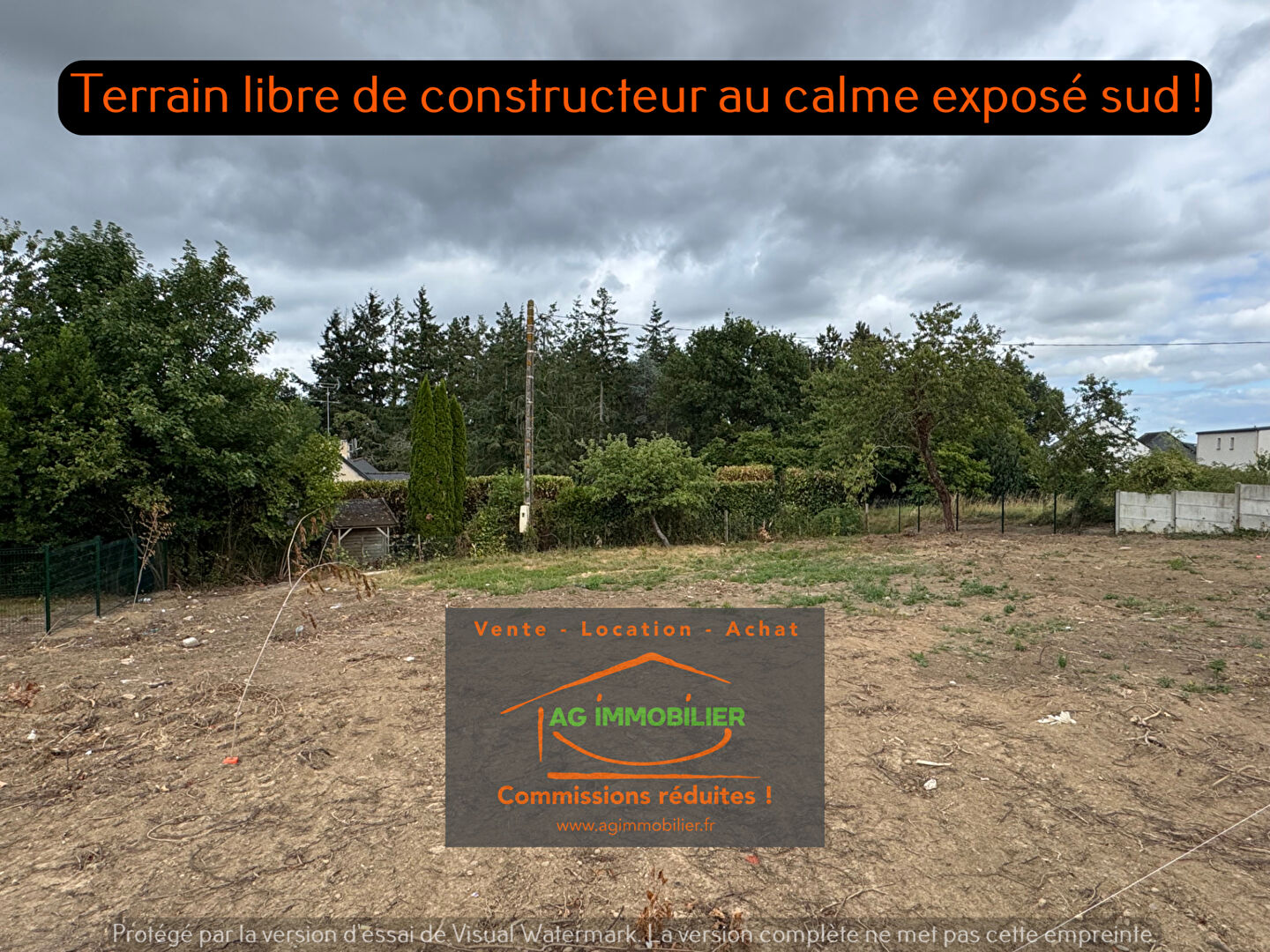 Terrain constructible Vezin Le Coquet 400 m2, libre de constructeur exposition sud !