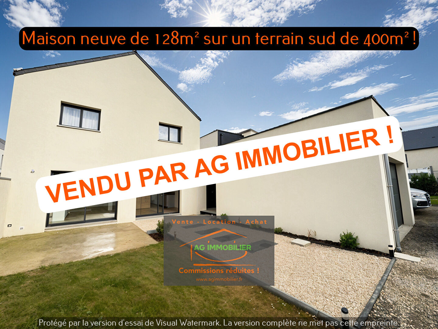 La Meziere maison neuve  de 128 m2 sur un terrain sud de 400m² avec garage fermé !