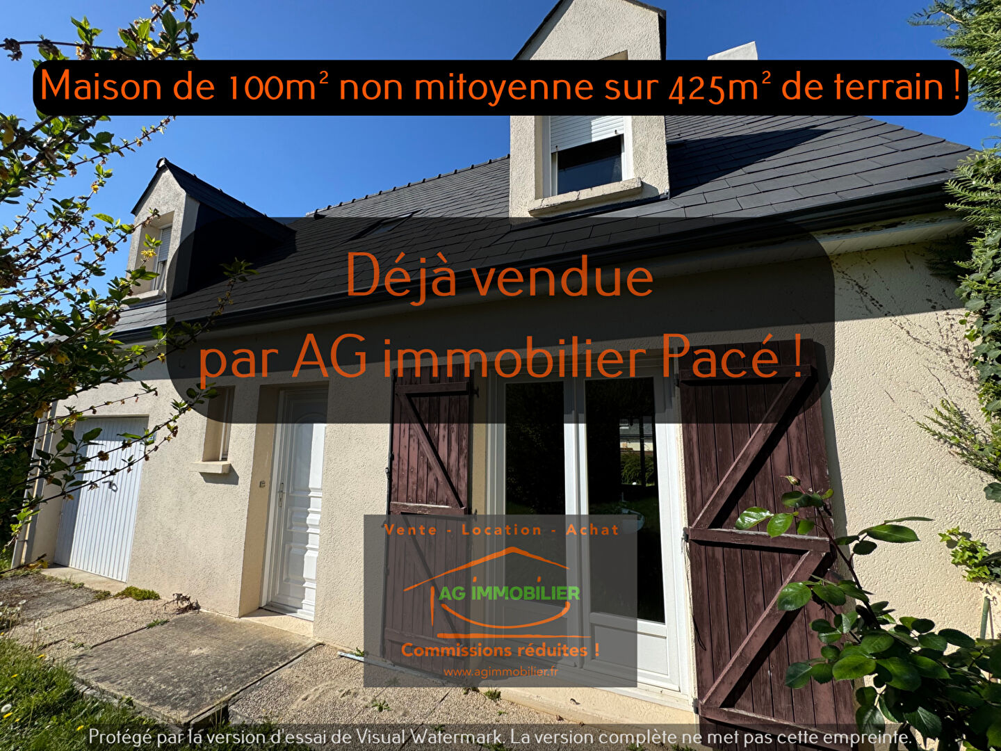 Pace en impasse à 600 mètres du bourg et 200 mètres du bus maison de 100m² sur 425m² de terrain !