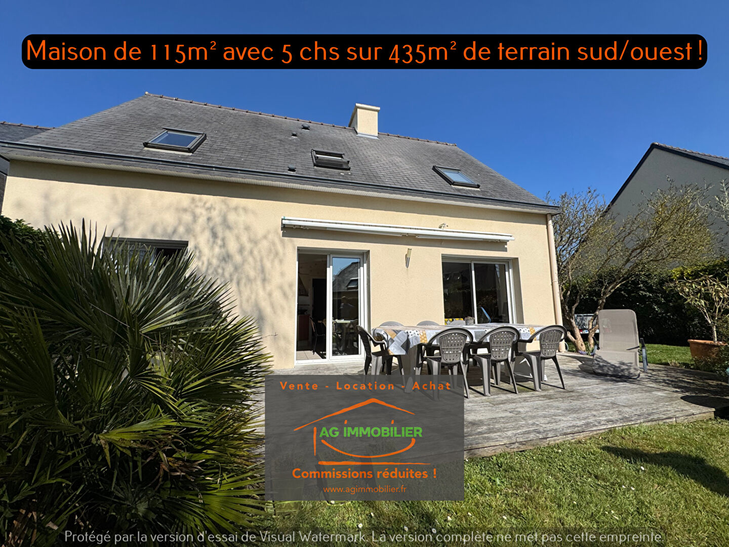 Photo Pace au calme maison de 115m² avec 5 chambres sur 435m² de terrain exposé sud/ouest sans vis à vis ! image 2/6