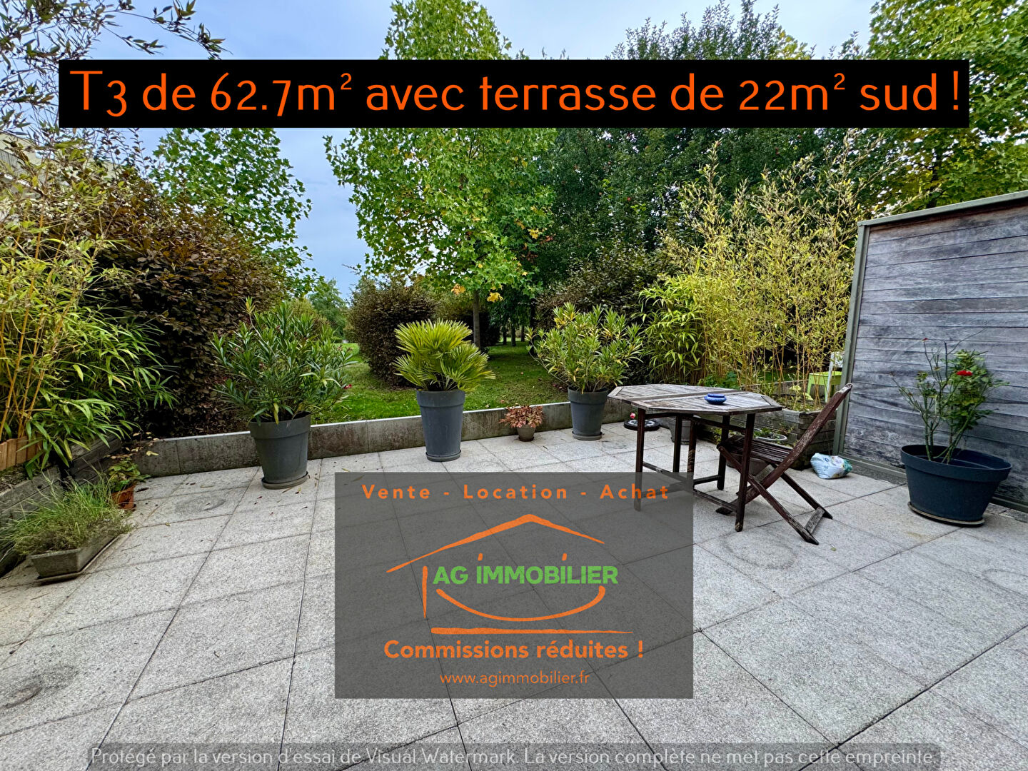 Photo Pacé, rare, T3 de 62.7 m2 en rez-de-jardin avec terrasse de 22m² exposée sud en parfait état avec garage et parking! image 2/6