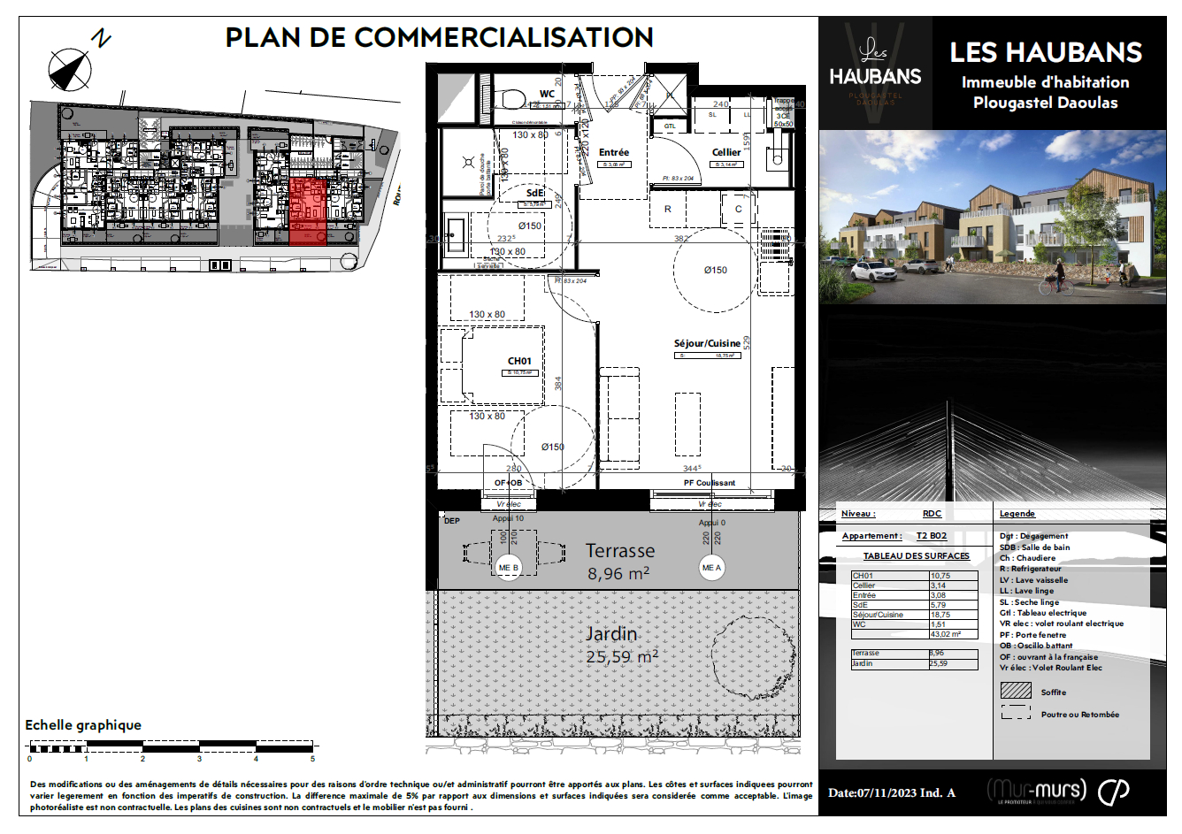 Photo Appartement Plougastel Daoulas 2 pièce(s) 45.02 m2 image 3/5
