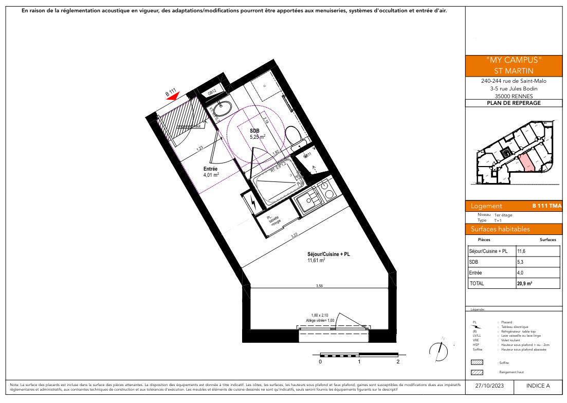 Programme NEUF Appartement 1 pièce(s) 20.90 m2 Rennes