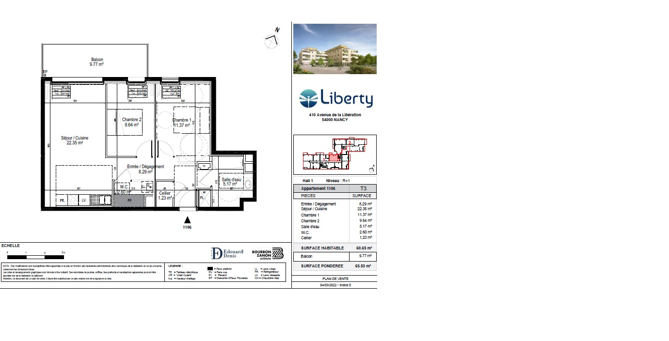 Appartement neuf, 3 pièces , parki,ng, balcon ,  Nancy, avenue de la liberation