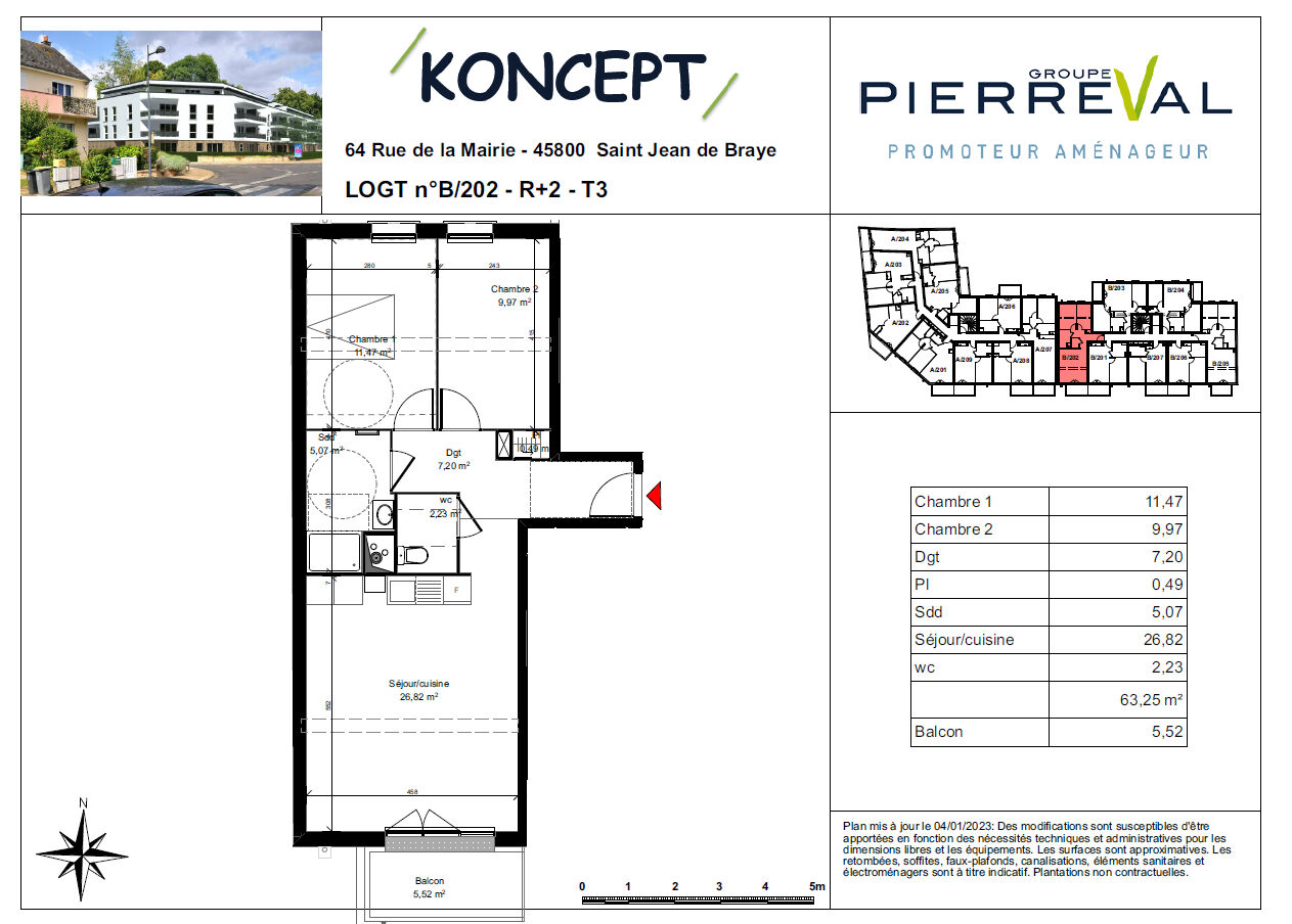 B202 - Appartement neuf Saint Jean De Braye 3 pièce(s) 63.25m²