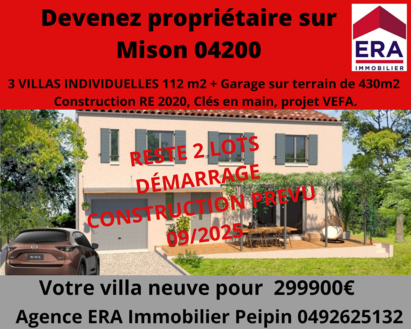 Mison, Villa neuve de 112 m² sur un terrain de 433m² VEFA, Alpes de Haute Provence