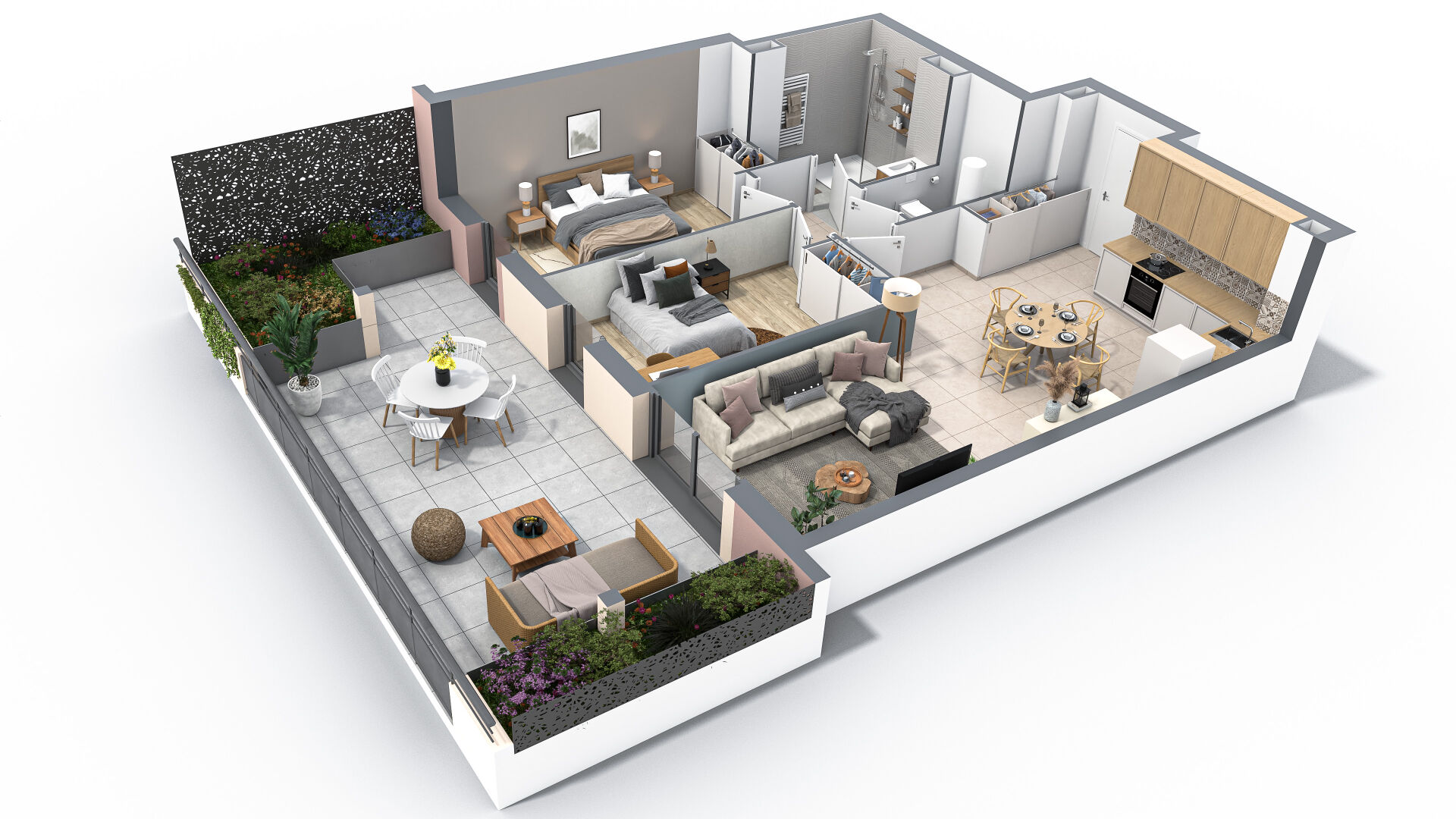 Photo Appartement Neuf , Sisteron  04200 3 pièce(s) 67.28m2 +  terrasse de 38m²  , Lot 104 image 4/4