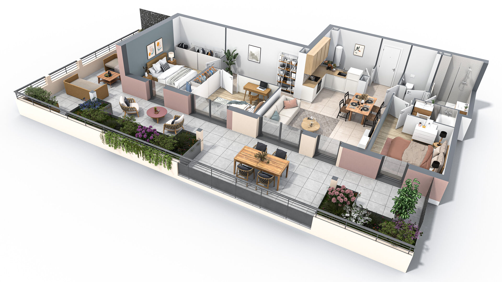 Photo Appartement Neuf , Sisteron  04200 3 pièce(s) 82.06 m2 +  terrasse de 81m²  , Lot 105 image 4/4