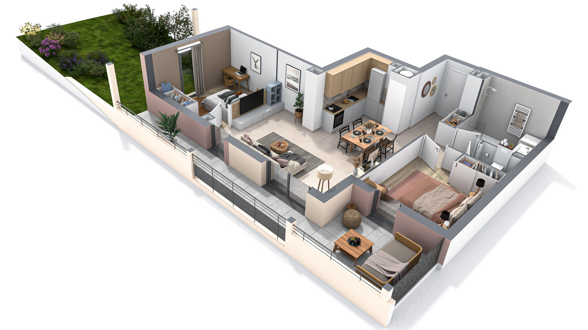 Photo Appartement Neuf , Sisteron  04200 3 pièce(s) 68.33 m2 +  jardin de 45m²  , Lot 106 image 4/4