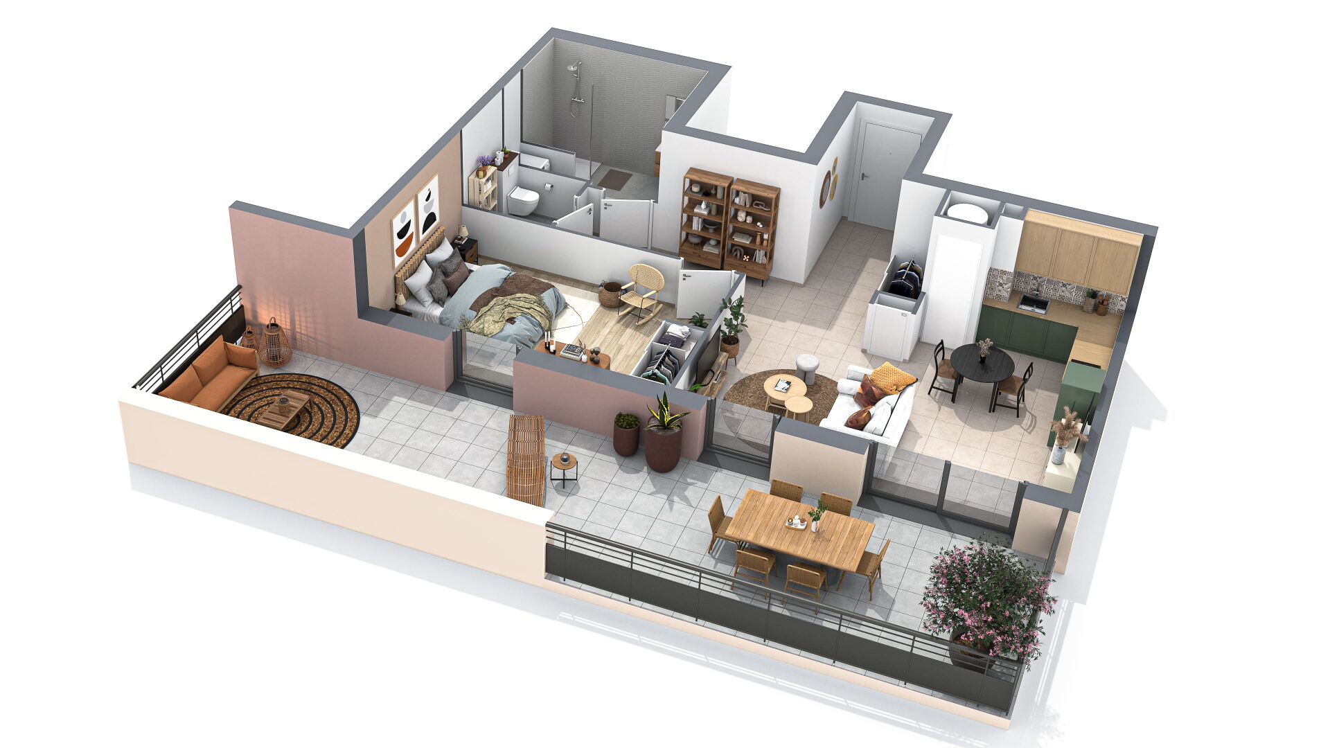 Photo Appartement Neuf , Sisteron  04200 2 pièce(s) 45.30 m2 +  terrasse de 27m²  , Lot 201 image 2/4