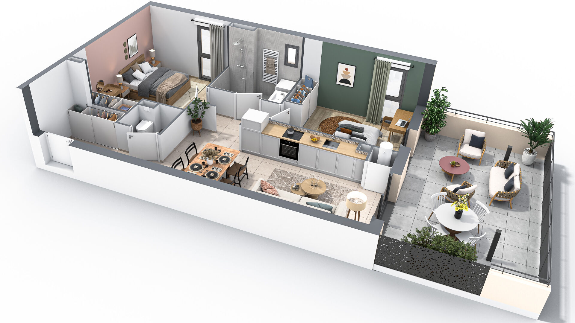 Appartement Neuf , Sisteron  04200 3 pièce(s) 58.61 m2 +  terrasse de 26m²  , Lot 202