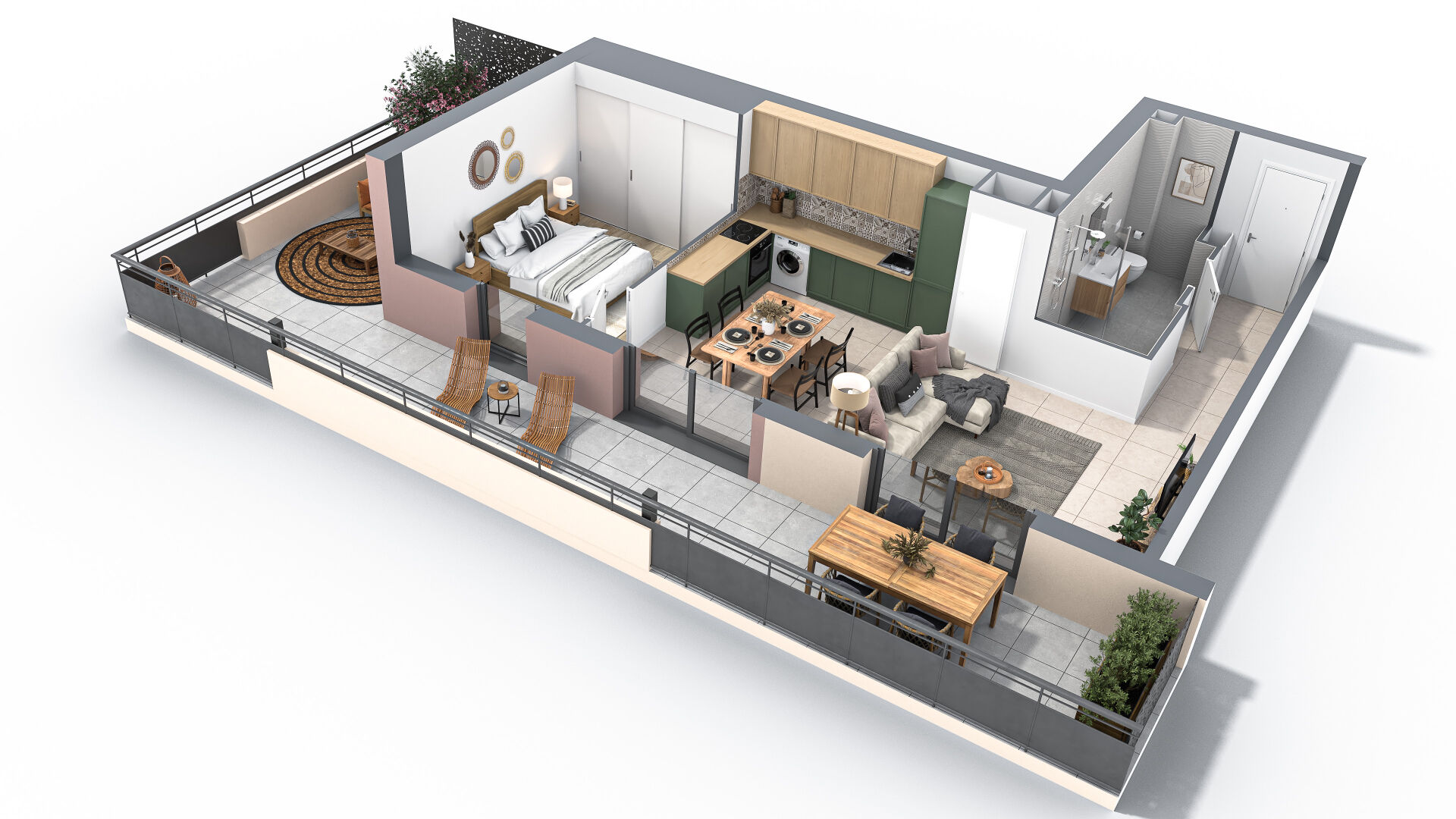Photo Appartement Neuf , Sisteron  04200 2 pièce(s) 45.67 m2 +  terrasse de 10m²  , Lot 205 image 4/4