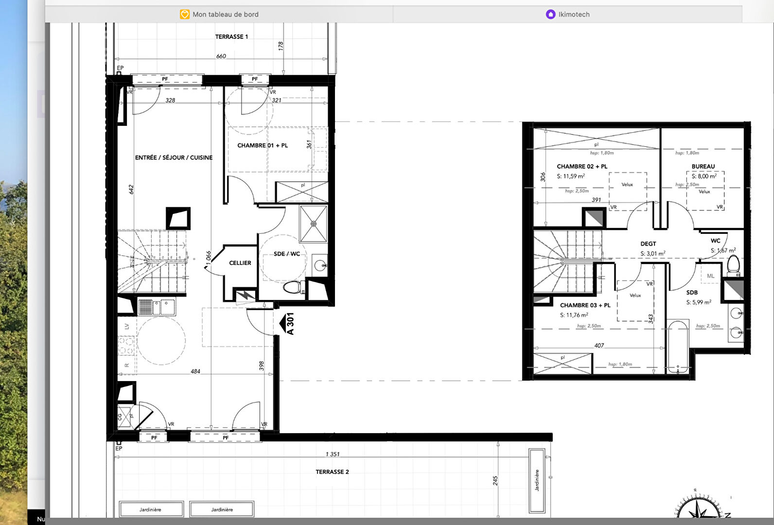 Photo PAU HIPPODROME / T4 NEUF EN DUPLEX / DOUBLE TERRASSE / 2 STATIONNEMENTS image 3/3